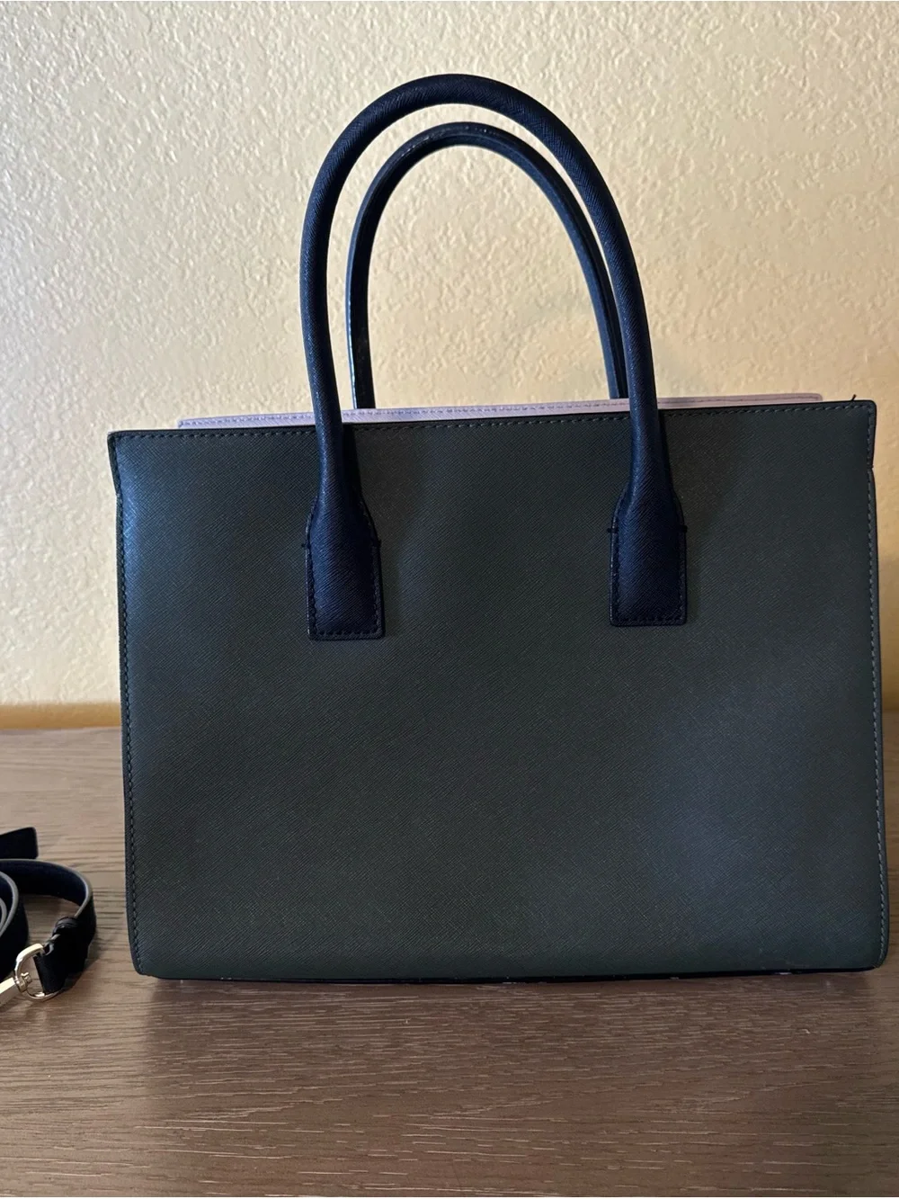 kate spade Green, Black and Cream Colorblock Leather Hobo